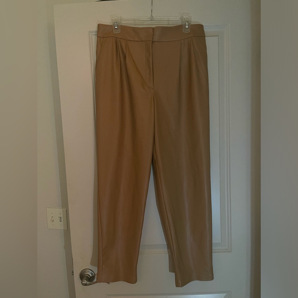 Express High waisted faux leather pleated ankle pant.